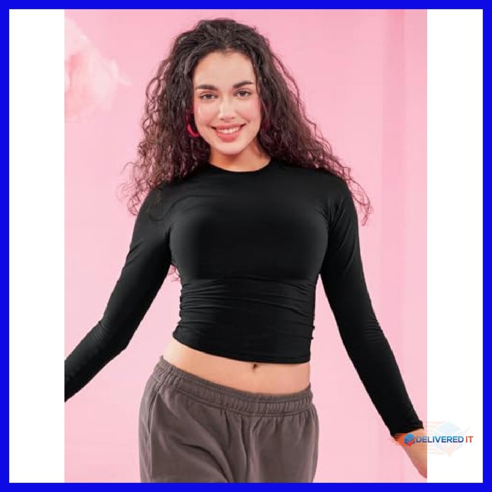 Long Sleeve Double Lined Basic Tee Slim Fit Women… - image 3